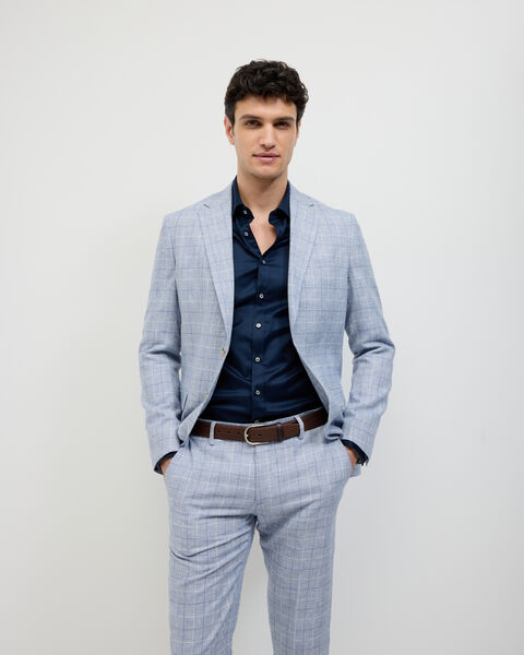 Windowpane Check Tailored Jacket, Blue, hi-res